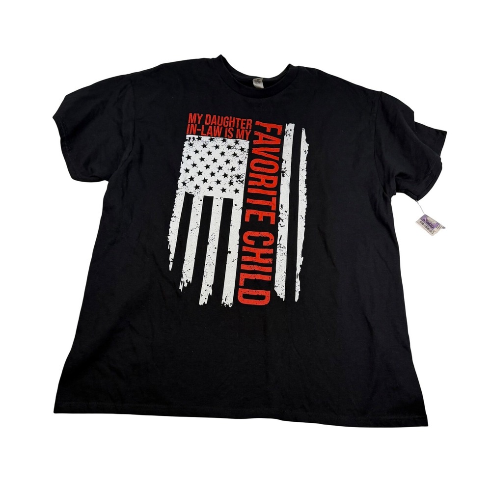 Gildan Mens XL Black My Daughter-In-Law Is My Favorite Child American Flag Tee
